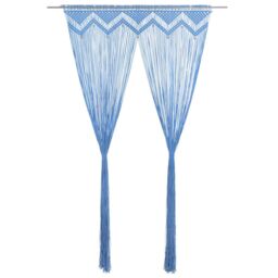 Berkfield Home Macrame Curtain Blue 140x240 cm Cotton