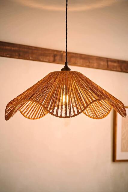 ValueLights Farai Natural Woven Rope Wavy Easy Fit Ceiling Lamp Shade with Bulb - image 1