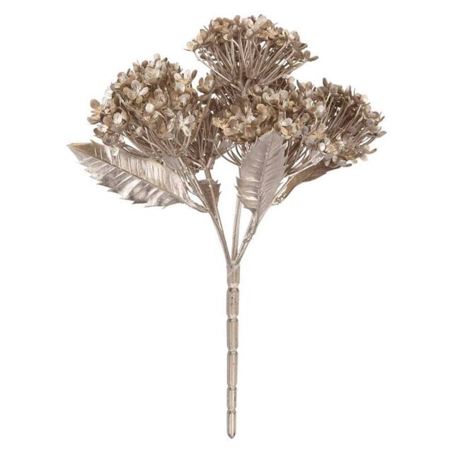 VFM e-Store Christmas Metallic Hydrangea Bush 33cm x 22cm Cream X 1 - Size: 33 cm x 22 cm - image 1