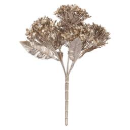 VFM e-Store Christmas Metallic Hydrangea Bush 33cm x 22cm Cream X 1 - Size: 33 cm x 22 cm