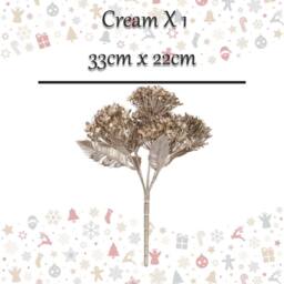 VFM e-Store Christmas Metallic Hydrangea Bush 33cm x 22cm Cream X 1 - Size: 33 cm x 22 cm - thumbnail 2