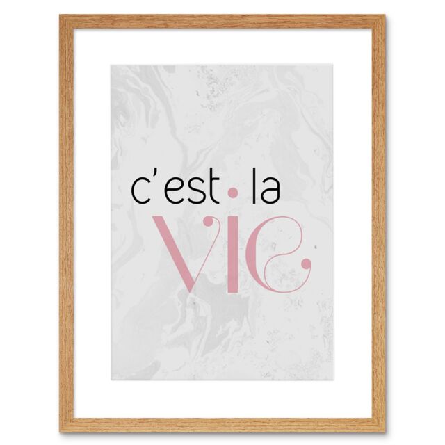 "Artery8 Wall Art Print Dusty Rose Cest La Vie Framed in Beige - Size: W7"" x H9""" - image 1