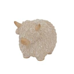 Hill Interiors Ceramic Highland Cow Christmas Dration 10cm x 8cm x 14cm in White - Size: 10 cm x 8 cm x 14 cm - thumbnail 2