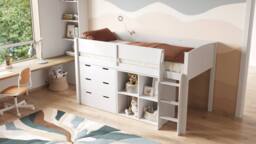 Flair Loop Mid Sleeper Bed Full Set in White - Size: Single