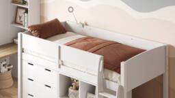 Flair Loop Mid Sleeper Bed Full Set in White - Size: Single - thumbnail 3