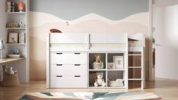 Flair Loop Mid Sleeper Bed Full Set in White - Size: Single - thumbnail 2