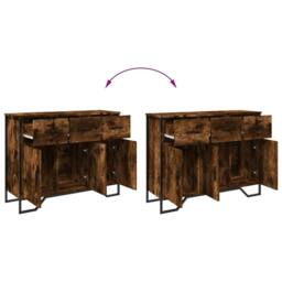 Berkfield Home Sideboard Smoked Oak 97x32.5x74.5 cm Engineered Wood in Brown - thumbnail 8