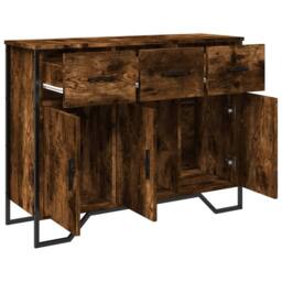 Berkfield Home Sideboard Smoked Oak 97x32.5x74.5 cm Engineered Wood in Brown - thumbnail 5