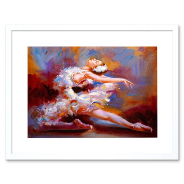 "Artery8 Wall Art Print Ballet Dancing Saute Painting Art Framed 9x7 inch in White - Size: W7"" x H9""" - image 1