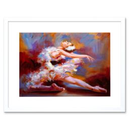 "Artery8 Wall Art Print Ballet Dancing Saute Painting Art Framed 9x7 inch in White - Size: W7"" x H9""" - thumbnail 1