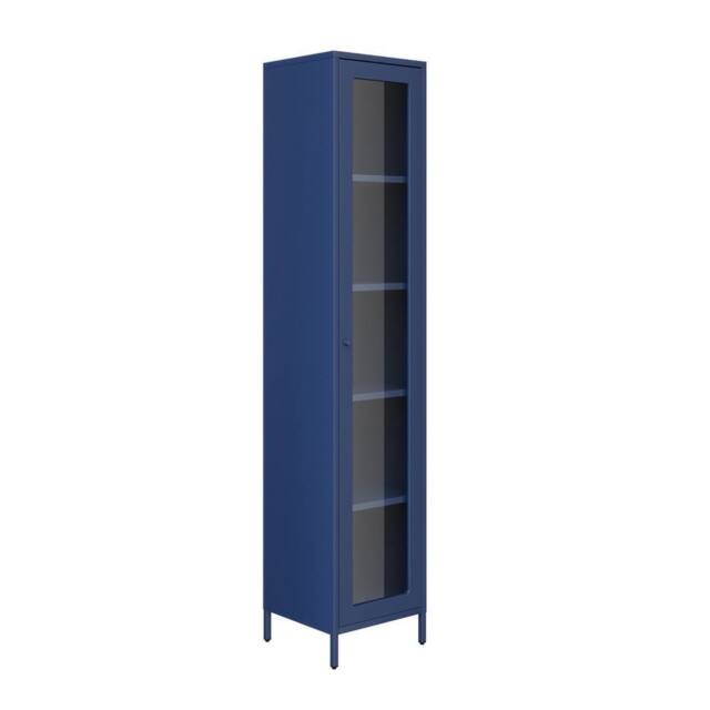 Lemon Pavilion Furniture Frank Storage Cabinet - Steel/Glass - Classic Blue - Flat Packed - image 1