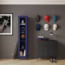 Lemon Pavilion Furniture Frank Storage Cabinet - Steel/Glass - Classic Blue - Flat Packed - thumbnail 6