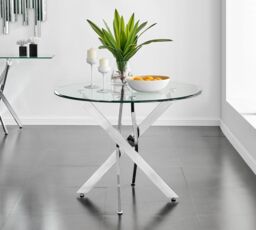 FurnitureboxUK Novara 100cm Round Dining Table & 2 Pesaro Gold Leg Chairs in Cream - thumbnail 2