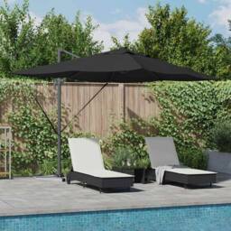 Berkfield Home Cantilever Roma Parasol with LEDs Black 352x251x265 cm Aluminium - Size: 352 x 251 x 265 cm - thumbnail 2