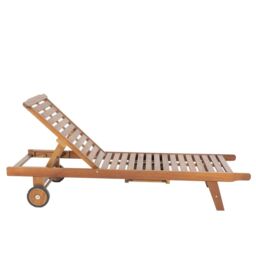 Charles Bentley Acacia Wooden Reclining Sun Lounger With Pull Out Tray in Brown - thumbnail 6