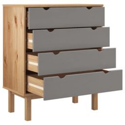 Berkfield Home Drawer Cabinet OTTA Brown&Grey 76.5x39.5x90cm Solid Wood Pine in Grey - Size: 76.5x39.5x90 cm - thumbnail 4