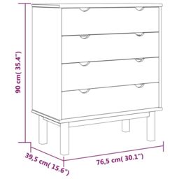 Berkfield Home Drawer Cabinet OTTA Brown&Grey 76.5x39.5x90cm Solid Wood Pine in Grey - Size: 76.5x39.5x90 cm - thumbnail 6