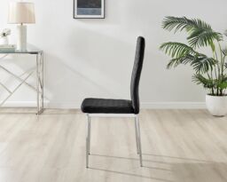 FurnitureboxUK Set of 4 Milan High Back Soft Touch Diamond Pattern Velvet Dining Chairs With Silver Chrome Metal Legs in Black - thumbnail 4