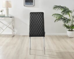 FurnitureboxUK Set of 4 Milan High Back Soft Touch Diamond Pattern Velvet Dining Chairs With Silver Chrome Metal Legs in Black - thumbnail 5