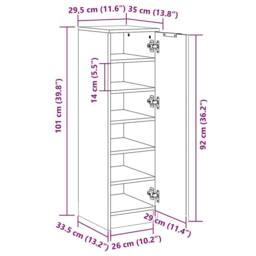 Berkfield Home Shoe Cabinet Grey Sonoma 30x35x100 cm Engineered Wood - Size: 30 x 35 x 100 cm - thumbnail 9