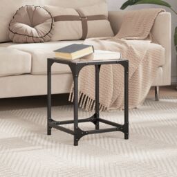 Berkfield Home Coffee Table with Transparent Glass Top 30x30x40 cm Steel in Brown - Size: 30 x 30 x 40 cm - thumbnail 3
