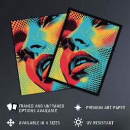"Artery8 Wall Art Print Woman Face Close Up Polka Dot Pop Art Portrait Art Framed Poster in Black - Size: W12"" x H16""" - thumbnail 2