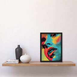 "Artery8 Wall Art Print Woman Face Close Up Polka Dot Pop Art Portrait Art Framed Poster in Black - Size: W12"" x H16""" - thumbnail 4