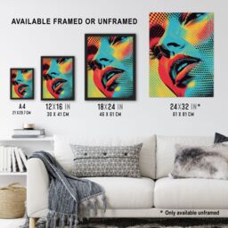 "Artery8 Wall Art Print Woman Face Close Up Polka Dot Pop Art Portrait Art Framed Poster in Black - Size: W12"" x H16""" - thumbnail 3