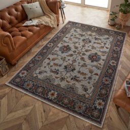 The Rug Shop UK Blue Traditional Easy to clean Machine Made Border Floral Runner - Size: 200 cm x 280 cm - thumbnail 1