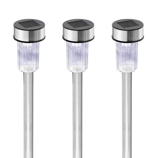 Globrite 10 Pack Stainless Steel LED Solar Garden Lights with Stake in Silver - image 1