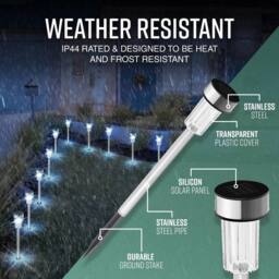 Globrite 10 Pack Stainless Steel LED Solar Garden Lights with Stake in Silver - thumbnail 7