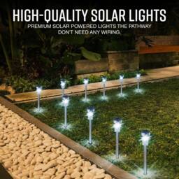 Globrite 10 Pack Stainless Steel LED Solar Garden Lights with Stake in Silver - thumbnail 3