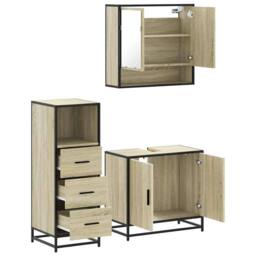 Berkfield Home 3 Piece Bathroom Furniture Set Sonoma Oak Engineered Wood in Brown - thumbnail 8