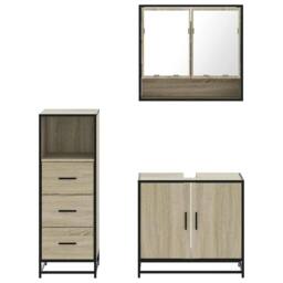 Berkfield Home 3 Piece Bathroom Furniture Set Sonoma Oak Engineered Wood in Brown - thumbnail 5