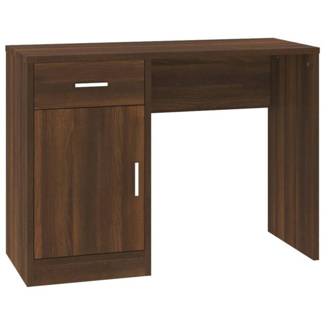 Berkfield Home Desk with Drawer&Cabinet Brown Oak 100x40x73 cm Engineered Wood - Size: 100 x 40 x 73 cm - image 1