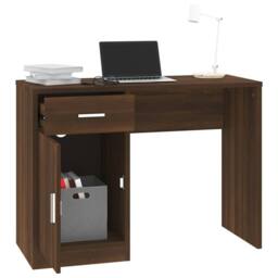 Berkfield Home Desk with Drawer&Cabinet Brown Oak 100x40x73 cm Engineered Wood - Size: 100 x 40 x 73 cm - thumbnail 4