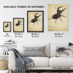 "Artery8 Stag Beetle Nature Study Albrecht Durer Wall Art Poster Print in Beige - Size: W12"" x H16""" - thumbnail 3