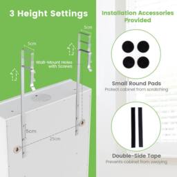 Gymax Jewellery Cabinet Wall/Door Mounted With Full Length Mirror & Lights in White - thumbnail 7