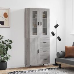 Berkfield Home Highboard Grey Sonoma 69.5x34x180 cm Engineered Wood - thumbnail 1