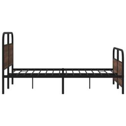 Berkfield Home Metal Bed Frame without Mattress Brown Oak 140x200 cm - thumbnail 6