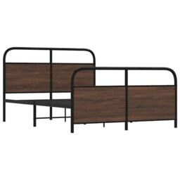 Berkfield Home Metal Bed Frame without Mattress Brown Oak 140x200 cm - thumbnail 3