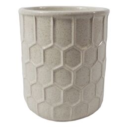 Leaf 16cm White Honeycomb Ceramic Planter - thumbnail 1