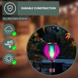 Marco Paul 44cm Pink & Blue Resin Hot air Balloon Solar Hanging Light - thumbnail 5