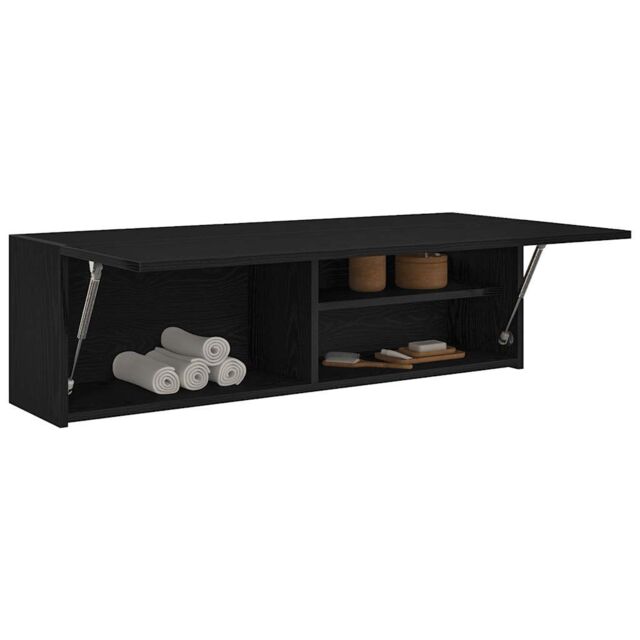 Berkfield Home Bathroom Wall Cabinet Black 100x25x30 cm Engineered Wood - Size: 100 x 25 x 30 cm - image 1