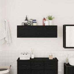 Berkfield Home Bathroom Wall Cabinet Black 100x25x30 cm Engineered Wood - Size: 100 x 25 x 30 cm - thumbnail 3