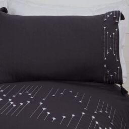 Smart Living Luxury Hotel Quality Boho Embroidered Tassels Duvet Cover with Pillowcases in Charcoal - Size: King - thumbnail 2
