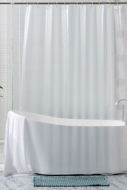 Neel Blue Transparent PEVA Shower Curtain with 12 Hooks - 180cm x 200cm in Clear - Size: 180 cm width x 200 cm drop - image 1