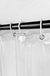 Neel Blue Transparent PEVA Shower Curtain with 12 Hooks - 180cm x 200cm in Clear - Size: 180 cm width x 200 cm drop - thumbnail 2
