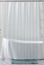 Neel Blue Transparent PEVA Shower Curtain with 12 Hooks - 180cm x 200cm in Clear - Size: 180 cm width x 200 cm drop
