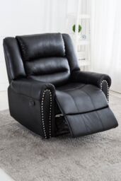 More4Homes Denver Bonded Leather Manual Recliner Stud Sofa Home Lounge Chair in Black - thumbnail 1